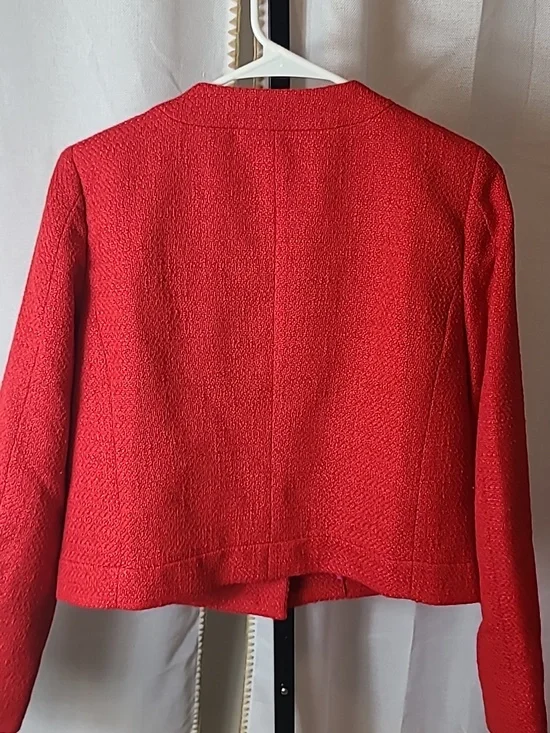 JCrew red Tweed Lady Jacket With Jeweled Buttons Size 8 - Picture 5 of 6